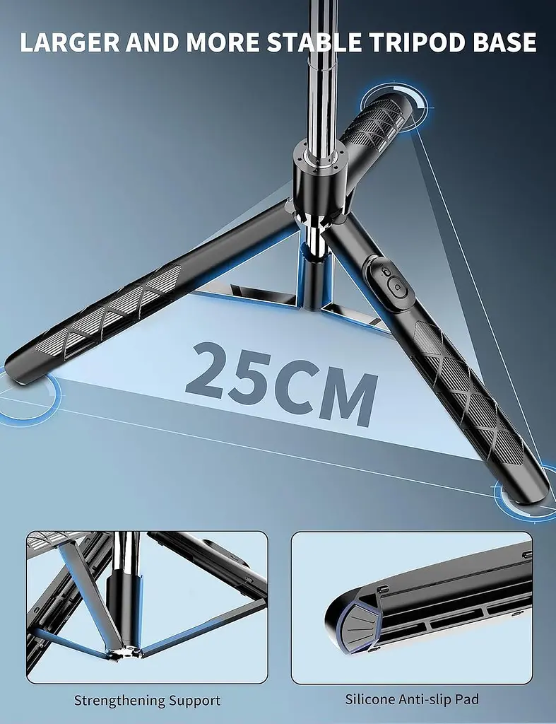 Штатив для мобільного телефону SelfieShow 180 см з селфі-палицею, універсальний тримач для телефону з бездротовим пультом - фото 3