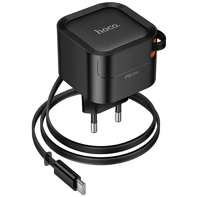 МЗП Hoco C153A Changer With Retractable Cable Type-C PD20W Black - фото 5