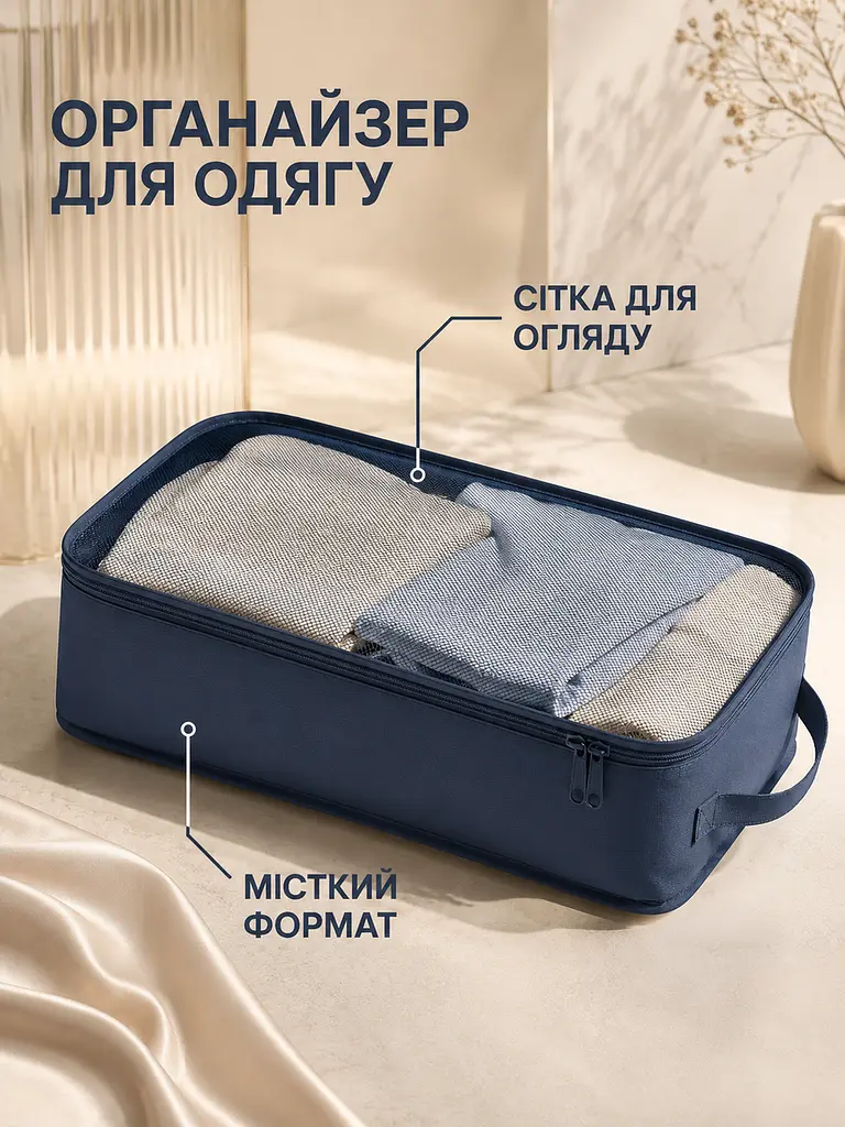 Набір дорожніх органайзерів для валізи 11 в 1 для одягу, взуття та косметики синій (49676174) - фото 4