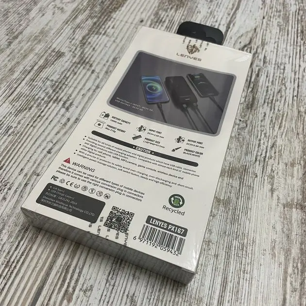 Зовнішній акумулятор Power bank LENYES PX167 10000 mAh компактний універсальний на 2 входи Чорний - фото 4