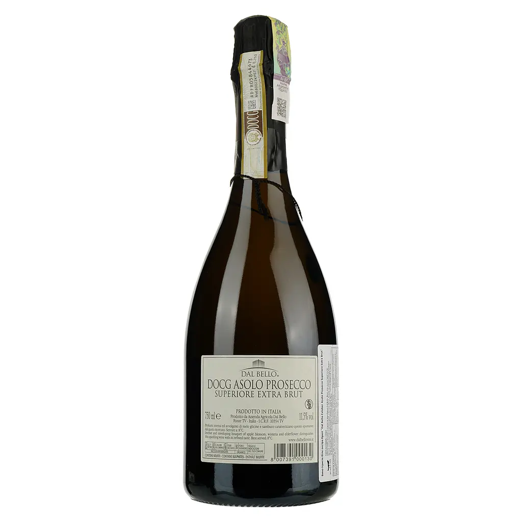 Вино ігристе Dal Bello Asolo Prosecco Superiore Celeber Extra Brut біле брют 0.75 л - фото 2