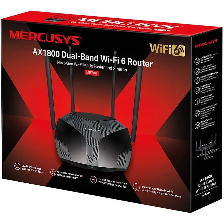 Роутер Mercusys MR70X AX1800 Black 802.11ax (MR70X) - фото 5