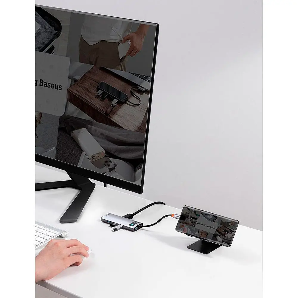 USB-хаб Baseus Metal Gleam Series 8-in-1 Multifunctional Type-C HUB Space Gray (CAHUB-CV0G) [77937] - фото 11