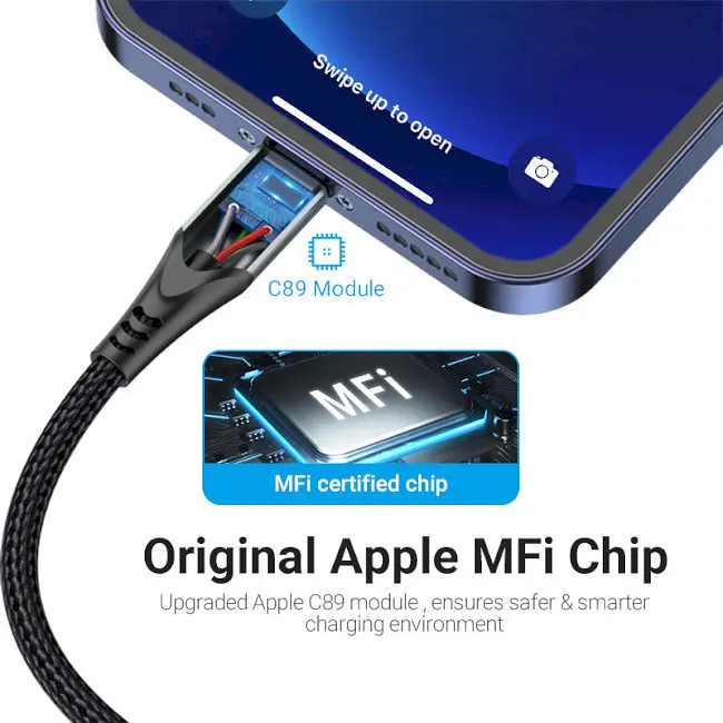 Кабель Vention USB 2.0 A to Lightning Cable 1 м серый Aluminum Alloy Type (LABHF) - фото 3