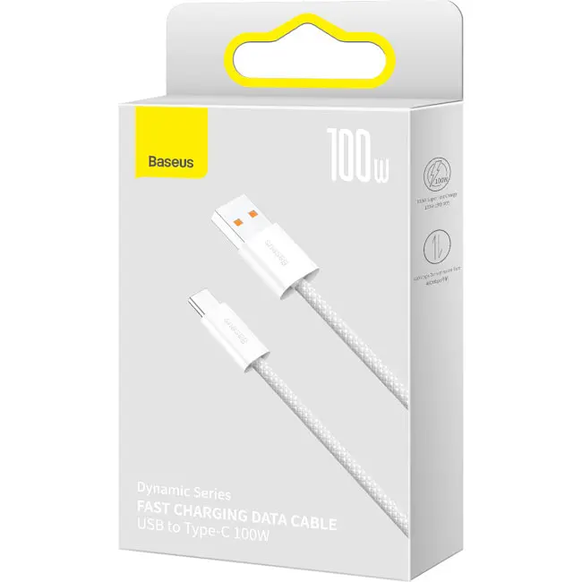 Кабель Baseus Dynamic Series Fast Charging Cable USB to Type-C 100W 2m CALD000702 White - фото 10