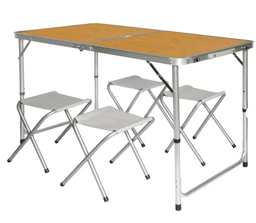 Розкладний стіл з 4 стільцями Folding Table для пікніка, риболовлі, дачі, 120х60 см Стіл-чемодан - фото 4