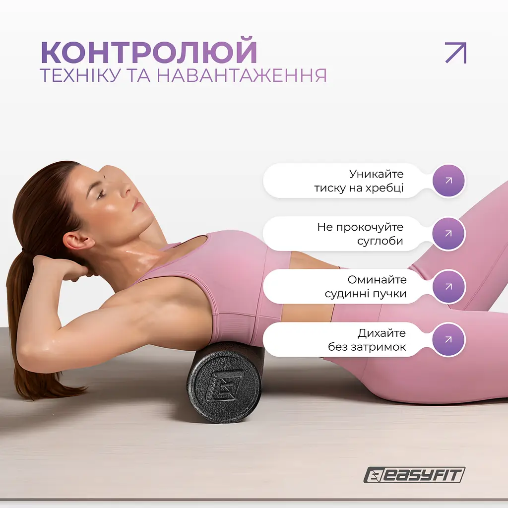 Масажний ролик EasyFit PolyFoam Roller EPP 60 см - фото 7