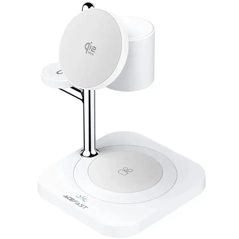Бездротовий зарядний пристрій Acefast E39 desktop 4in1 Qi2 32.5W White - фото 3