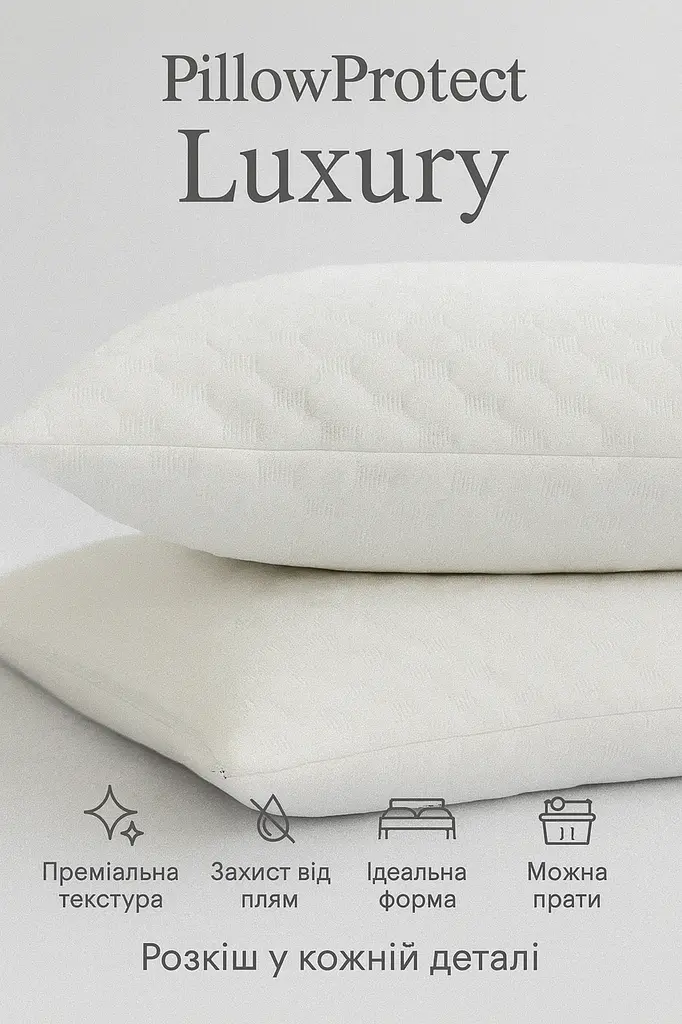 Наволочка Аqua-stop Lux Ecotton 50х70 см водонепроникна на блискавці біла (25372) - фото 3