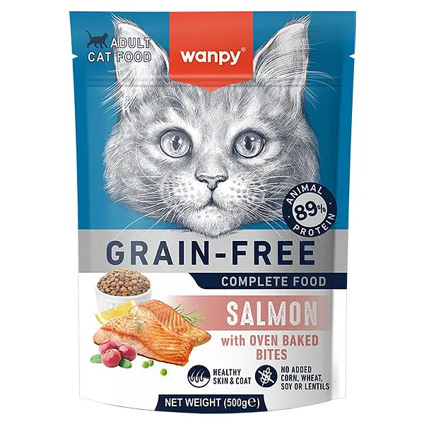 Сухий корм для котів Wanpy Adult Cat Grain Free Salmon Ванпі беззерновий з лососем 500г