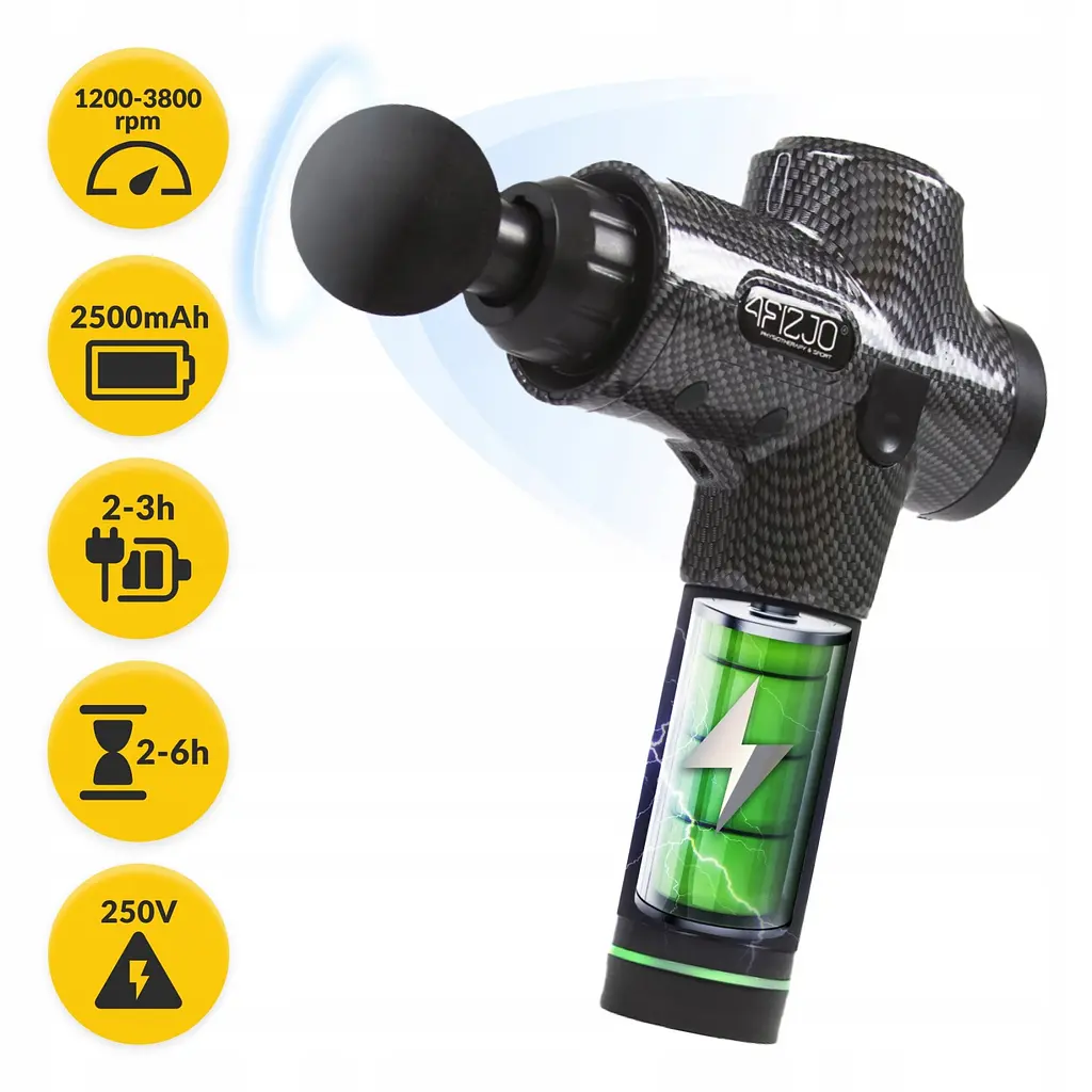 Ручний перкусійний масажер 4FIZJO Massage Gun Ultra Cool Edition 100 Вт (масажний пістолет) MG05 (P-5905973401470) - фото 10