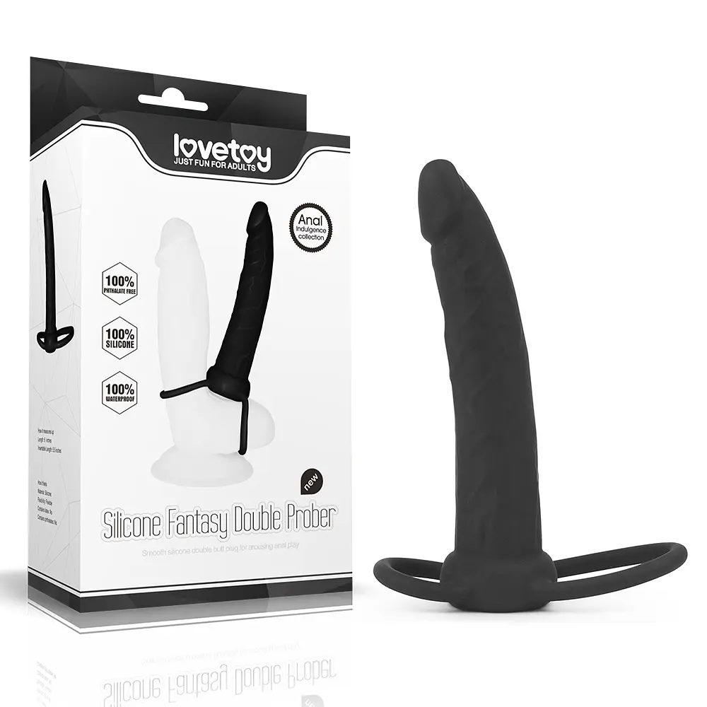 Насадка для подвійного проникнення Lovetoy Silicone Fantasy Double Prober Black, 15 см (чорний)