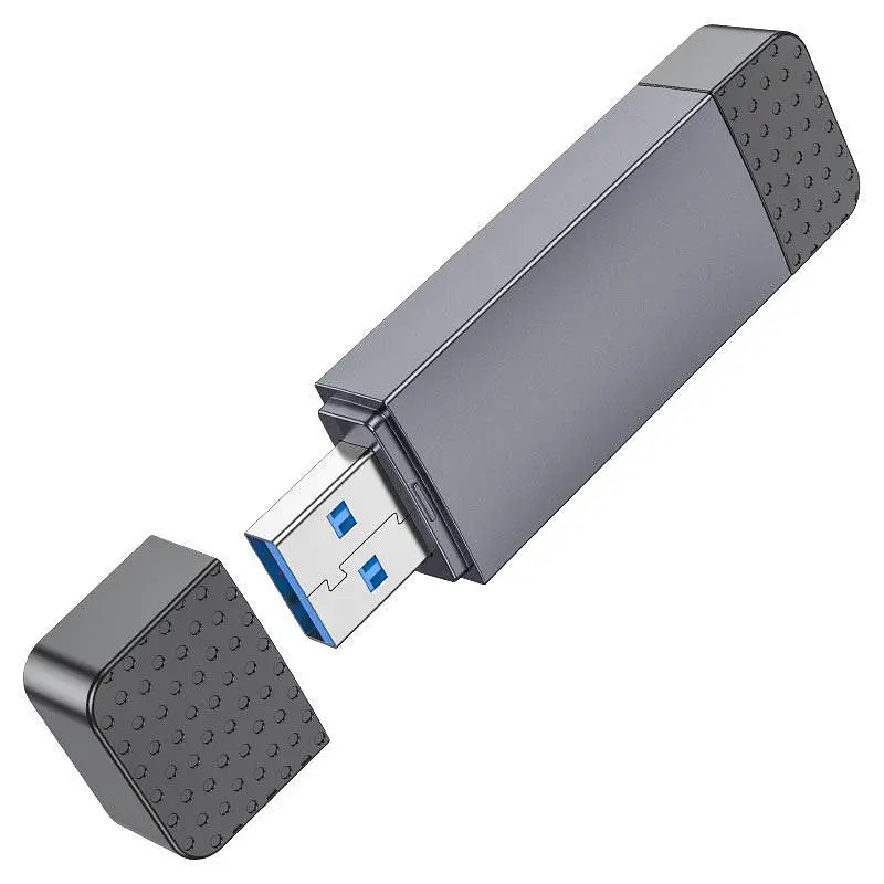 Універсальний кардридер HOCO HB45 Spirit 2-in-1 (USB 3.0 + Type-C) | SD/MicroSD, 5Gbps - Metal Gray - фото 3