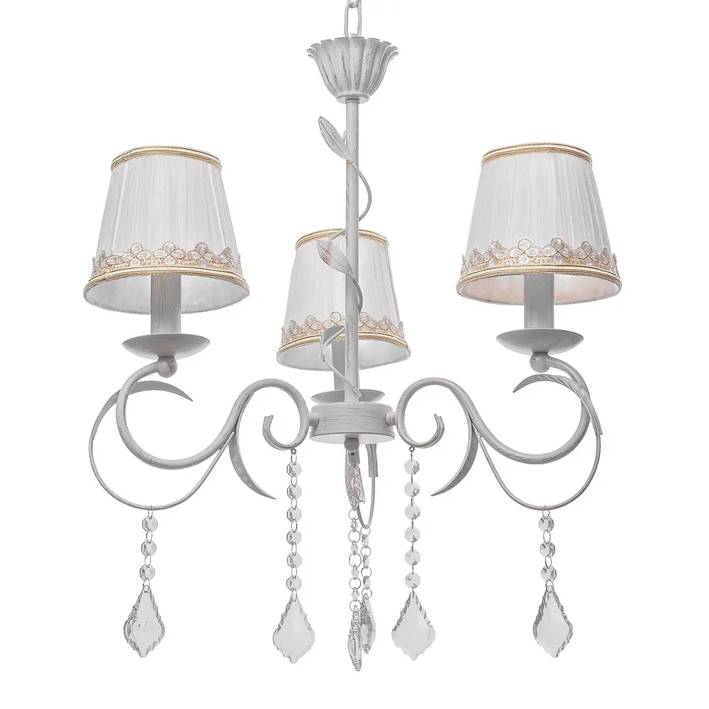 Люстра подвесная Brille прованс с абажуром E14 40W WH (BKL-667S/3) - фото 3