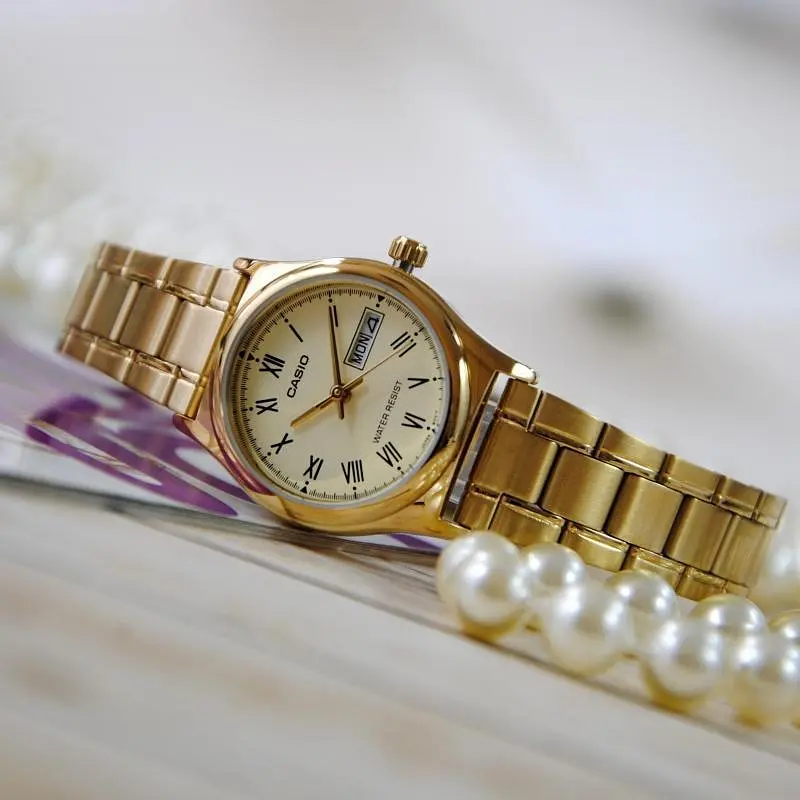 Жіночі годинники кварцові наручні золоті японські оригінальні Casio LTP-V006G-9BUDF (модуль №5237) - фото 5