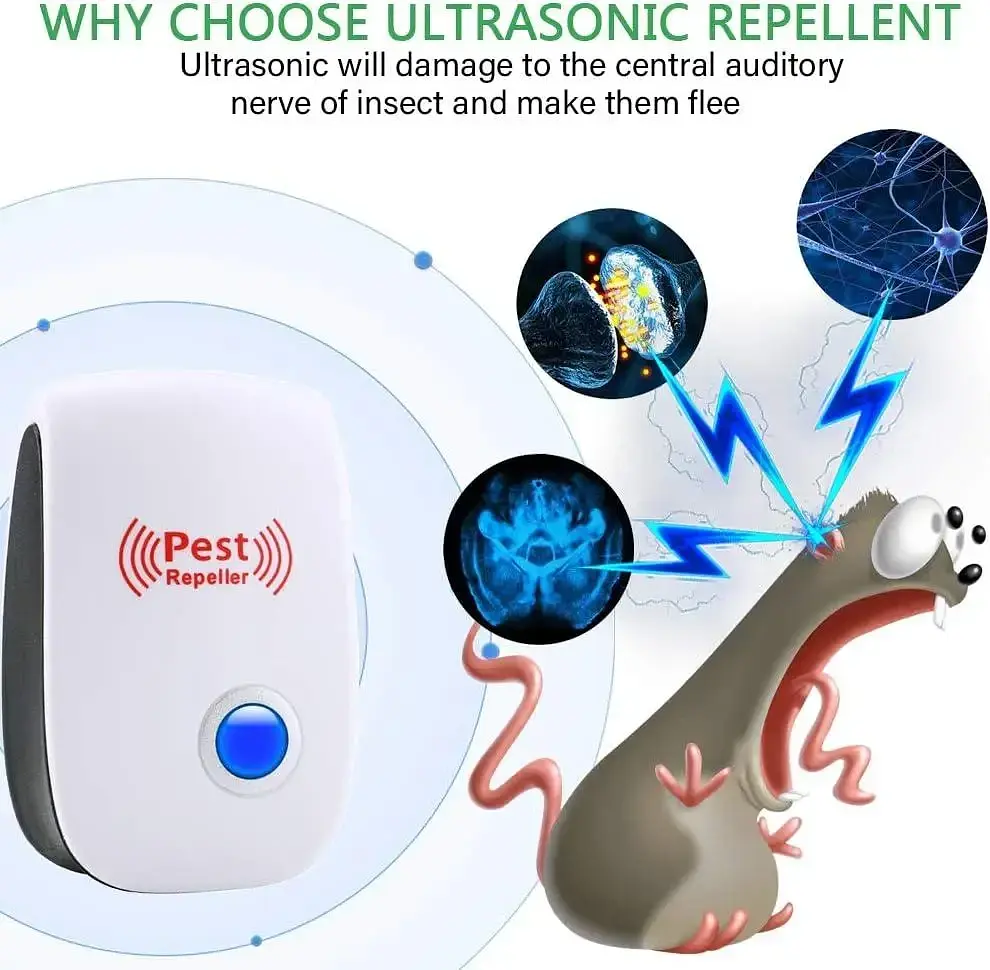 Ультразвуковий відлякувач шкідників Pest Repeller Ultrasonic Pest Repeller, 6 шт - фото 7