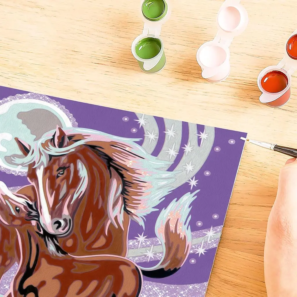 Картина за номерами Кінь з лошам Ravensburger CreArt 24×18 см з блискітками та рамкою 15 акрилових фарб від 11 років (SKU-279) - фото 4