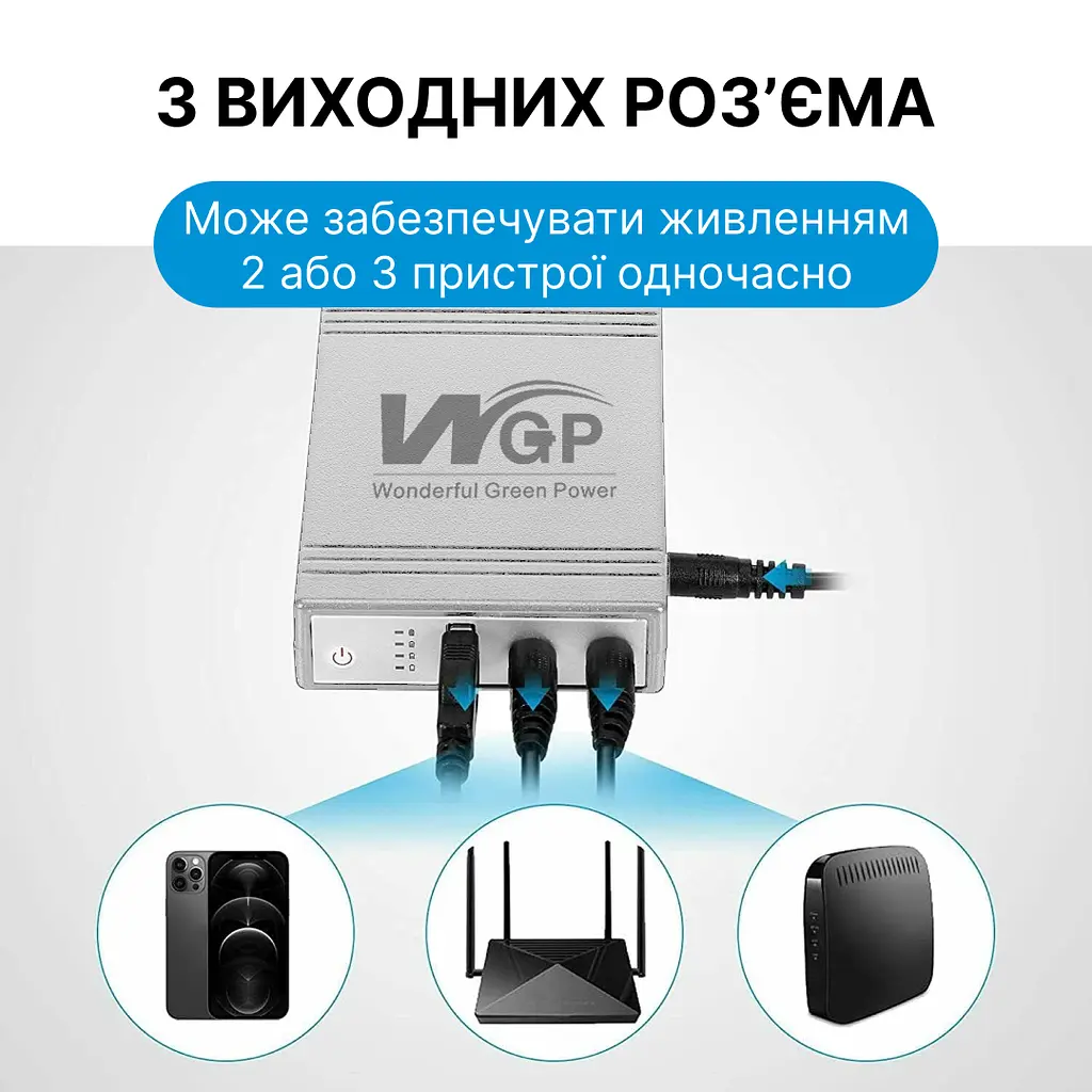 Powerbank UPS для роутера ДБЖ MINI DC 10400mah, 5v - 9v 12v - 32.56Wh УПС Джерело безперебійного живлення безперебійник WGP 103A-5912 - фото 5