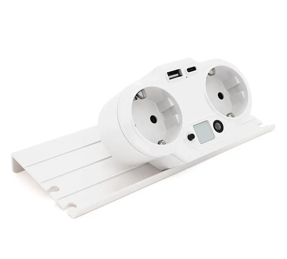 Розетка двойник с заземлением Voltronic HHT-609WT White, ночник, USB+Type-C, 4А, зашита от перегрузки, подставка под телефон - фото 2