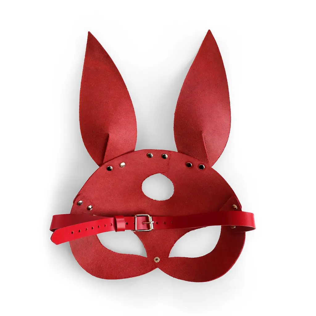 Шкіряна маска Зайчика Art of Sex - Bunny mask, колір Червоний - фото 4