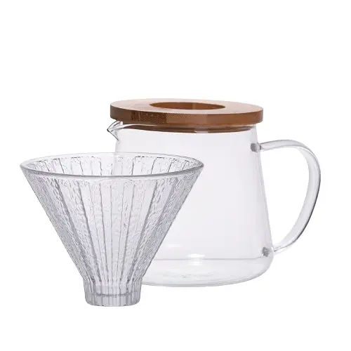 Набор заварки для кофе стеклянный заварник и пуровер 600 мл Прозрачный Yiwu 64486-28 - фото 3