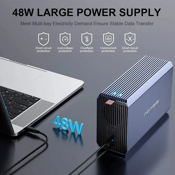 Корпус для зовнішнього накопичувача ACASIS EC-7352 USB 3.0 з підтримкою RAID та ємністю до 60 ТБ (Синій) - фото 7