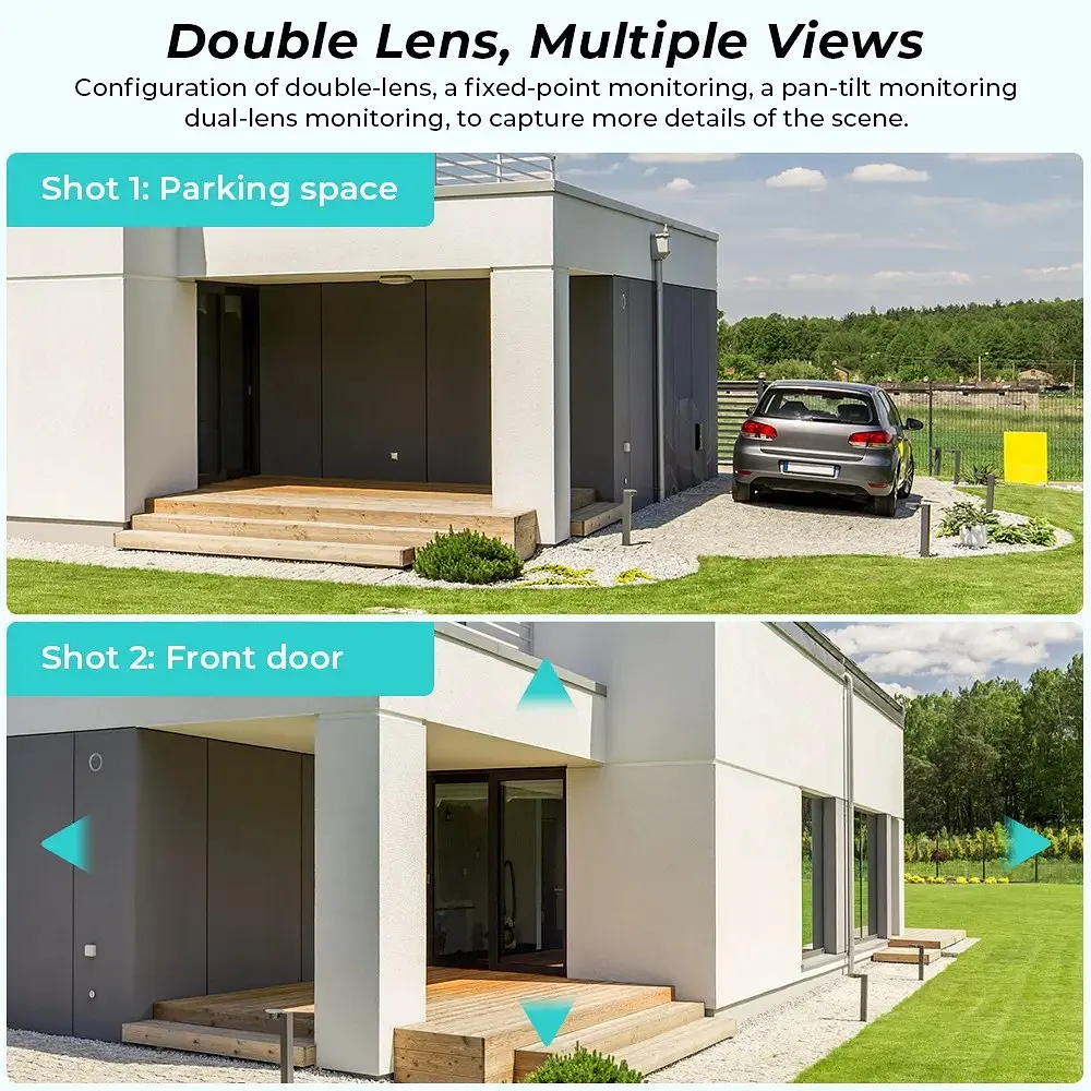 Вулична камера XPRO 8MP 4K IP Camera Outdoor WiFi PTZ подвійний об'єктив, подвійний екран чорна (43912-_1343) - фото 3