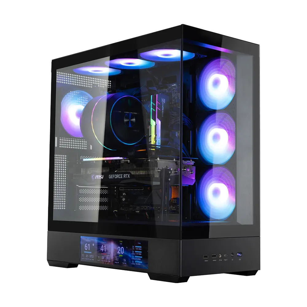 Zalman Корпус P40 DS без БЖ, 2xUSB3.0, 1x Type C, 3x120мм ARGB Reverse, 1x120мм ARGB, VGA 420мм, LCS ready, TG Side/Front Panel, Display, ATX, чорний - фото 5