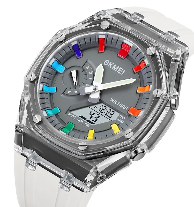 Наручний годинник чоловічий Skmei 2100 White Grey, 2100WTGY (18434) - фото 2