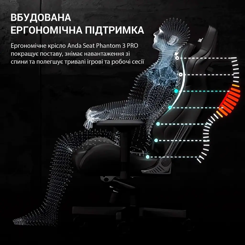 Ігрове крісло Anda Seat Phantom 3 Pro Fabric Dark Gray Size L (AD18YC-06-GB-F) - фото 11