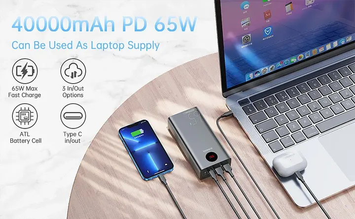 Внешний аккумулятор Romoss PEA40S Pro 40000mAh 65W черный - фото 6