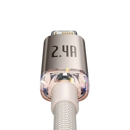 USB кабель Baseus Crystal Shine Series Fast Charging Data Cable USB to iP 2.4A 1.2m рожевий CAJY001104 - фото 4