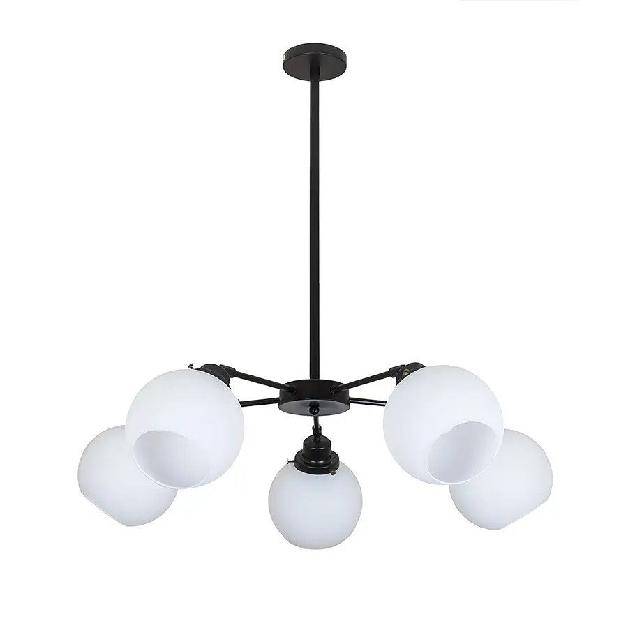 Люстра стельова Levistella 752F1609-5 BK+WH, E27, 5 плафонів, діаметр 700 мм, чорний+білий, сучасний стиль - фото 2