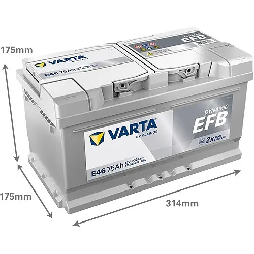 Акумулятор Varta Dynamic EFB 12В 75Аг 730А (EN) R+ (575500073) - фото 2