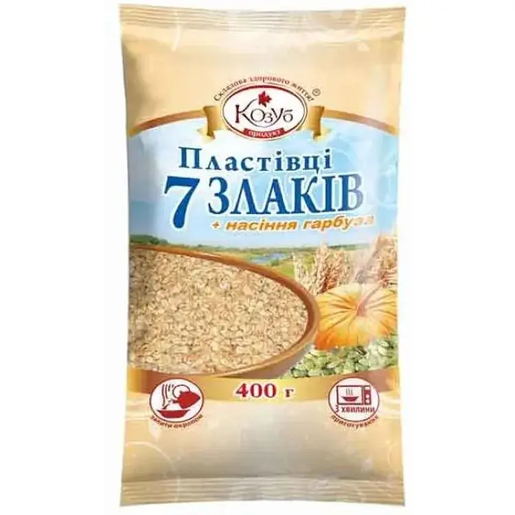 Пластівці Козуб Продукт 400г 7 злаків+насіннягарбуза в пакеті