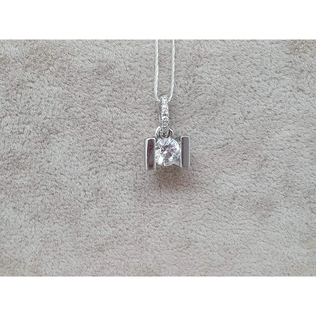 Срібна підвіска Аметист з фіанітами 1334716 - фото 2