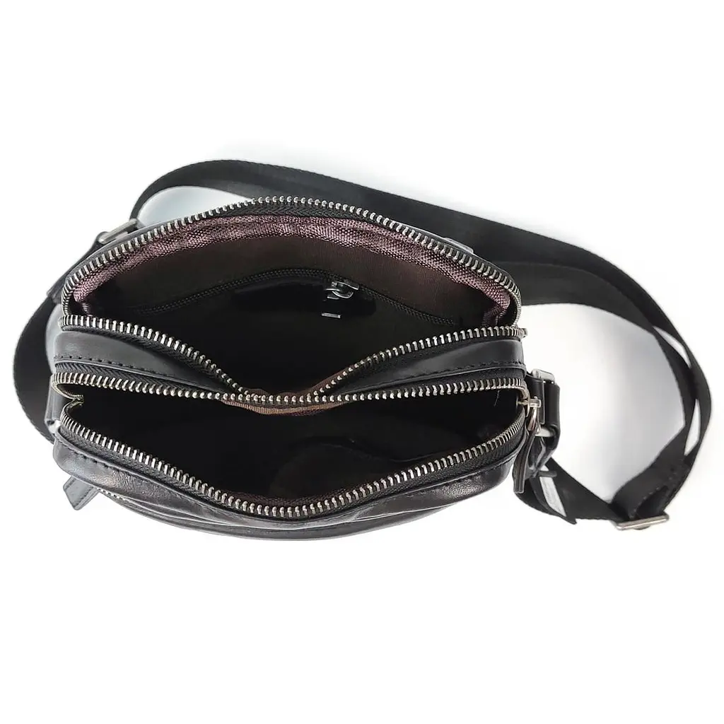 Сумка чоловіча шкіряна чорна Tiding Bag 168A - фото 3