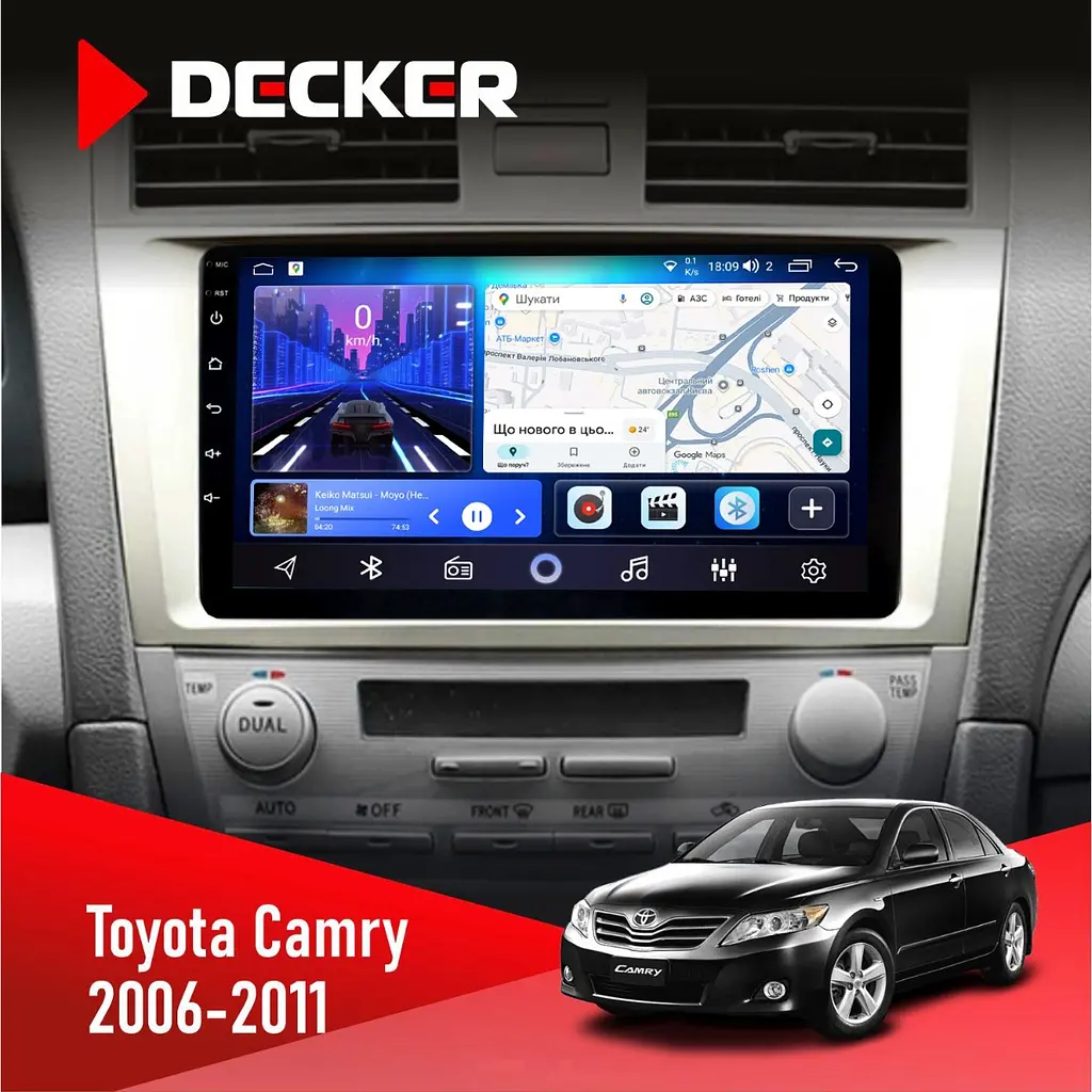 Штатна магнітола Toyota Camry 40 2006-2011 AMP Decker D9-006 4x64, 4G Decker (НФ-00006850)