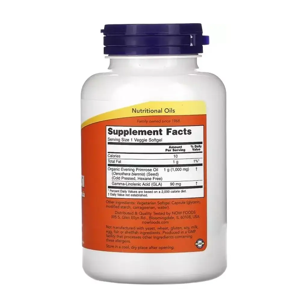 Трави Now Foods Олія Примули Вечірньої 1000 мг, Evening Primrose Oil, 90 вегетаріан (NOW-01758) - фото 2