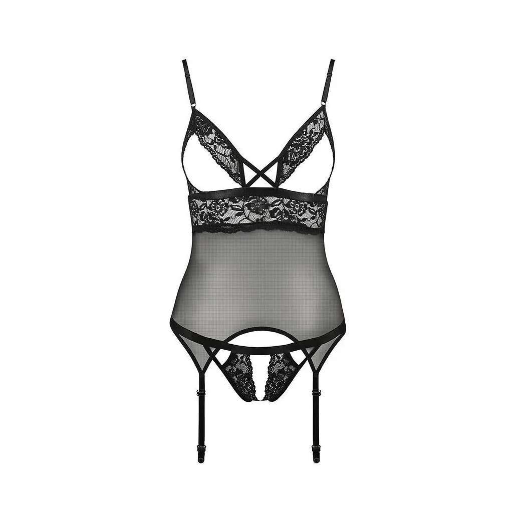Корсет с открытой грудью Passion DIABOLINA CORSet black L/XL - фото 3