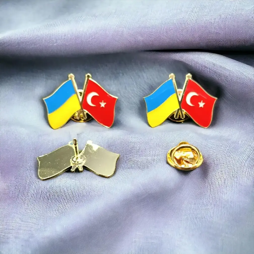 Подвійний значок-пін «Україна – Туреччина» 25 × 19 мм (00008) - фото 3