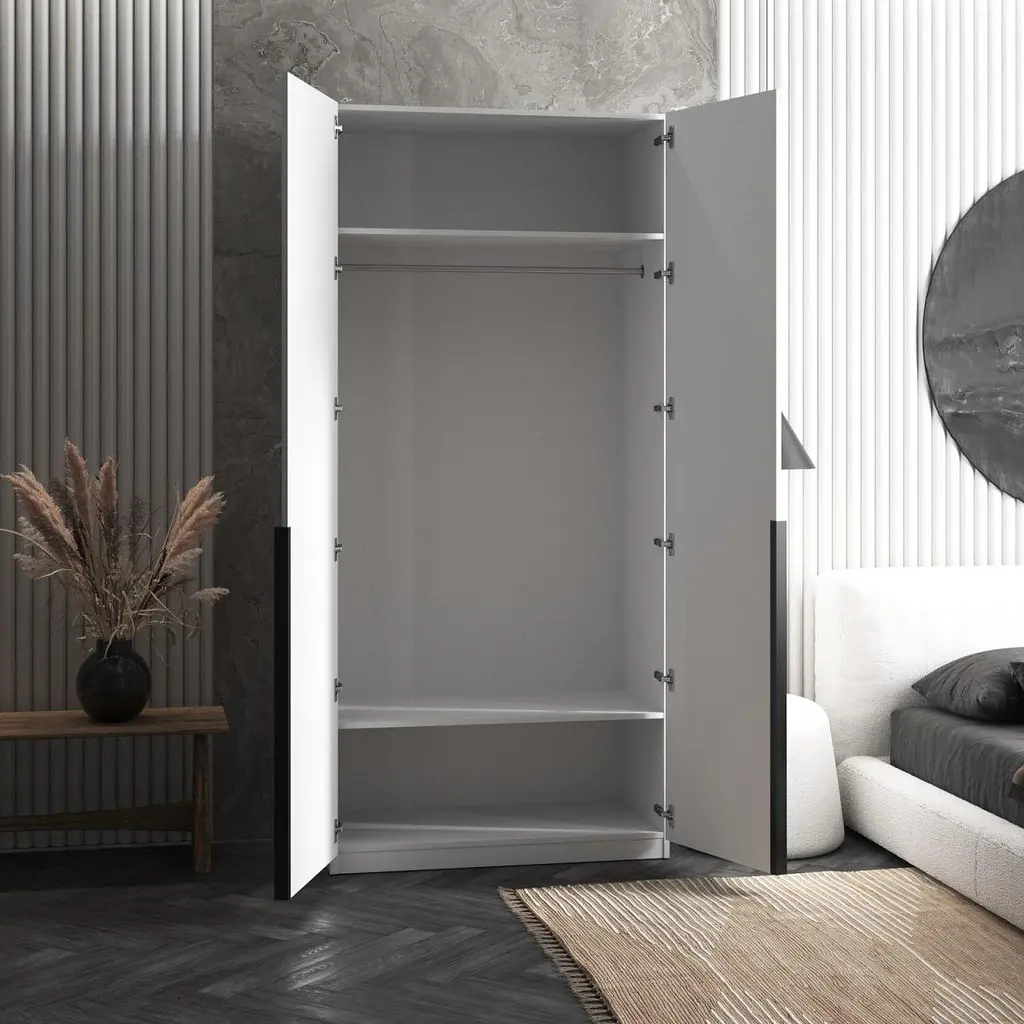 Шафа для одягу Vays M-25 Венге Темний-Білий фасад, з штангою, ЛДСП, 100×50×220 см - для спальні, вітальні, передпокою - фото 2