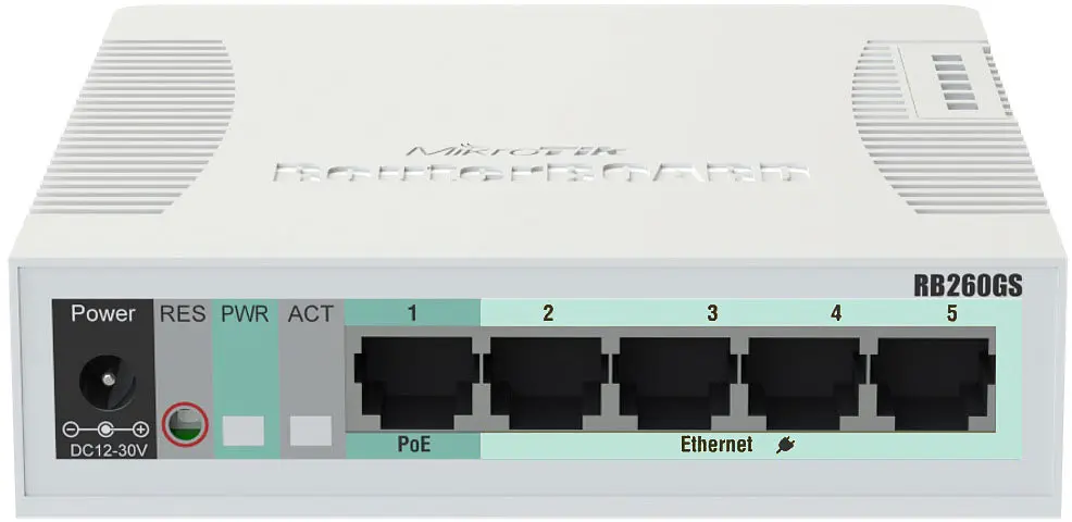 Комутатор Mikrotik RB260GS 5 Gigabit ports and SFP cage SwOS plastic case PSU - фото 3