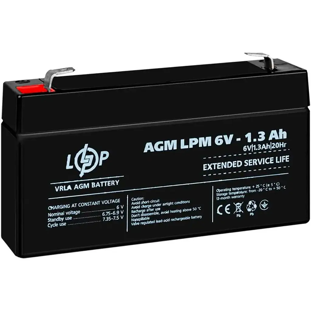 Акумулятор LogicPower AGM 6V (6V/1.3Ah/7.8Wh) (4157) [109169] - фото 4