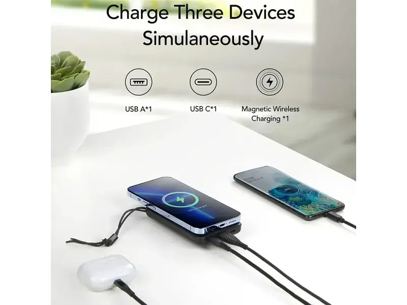 Зовнішній акумулятор (Power Bank) VEGER W1151 Wireless 38.5Wh 3.85V 10000mAh Black - фото 3