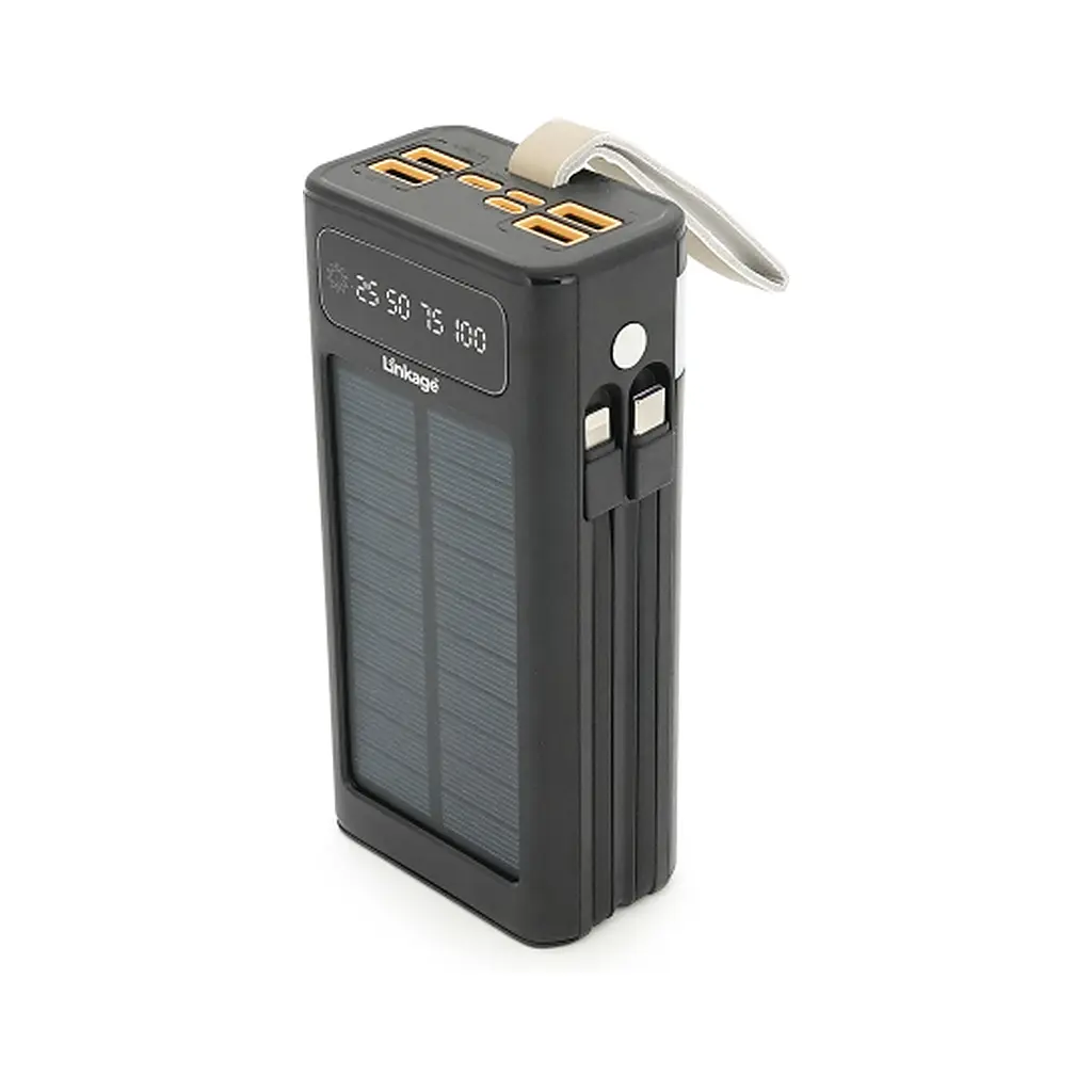 Батарея універсальна Linkage 30000mAh, Solar, 22.5W, cables Туре-С+Lighting, Black (LKP-46) - фото 3