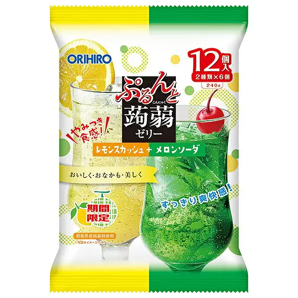 ORIHIRO Purunto Konjac Jelly низькокалорійне конняку-желе (лимонний сквош, содова з динею), 240 г