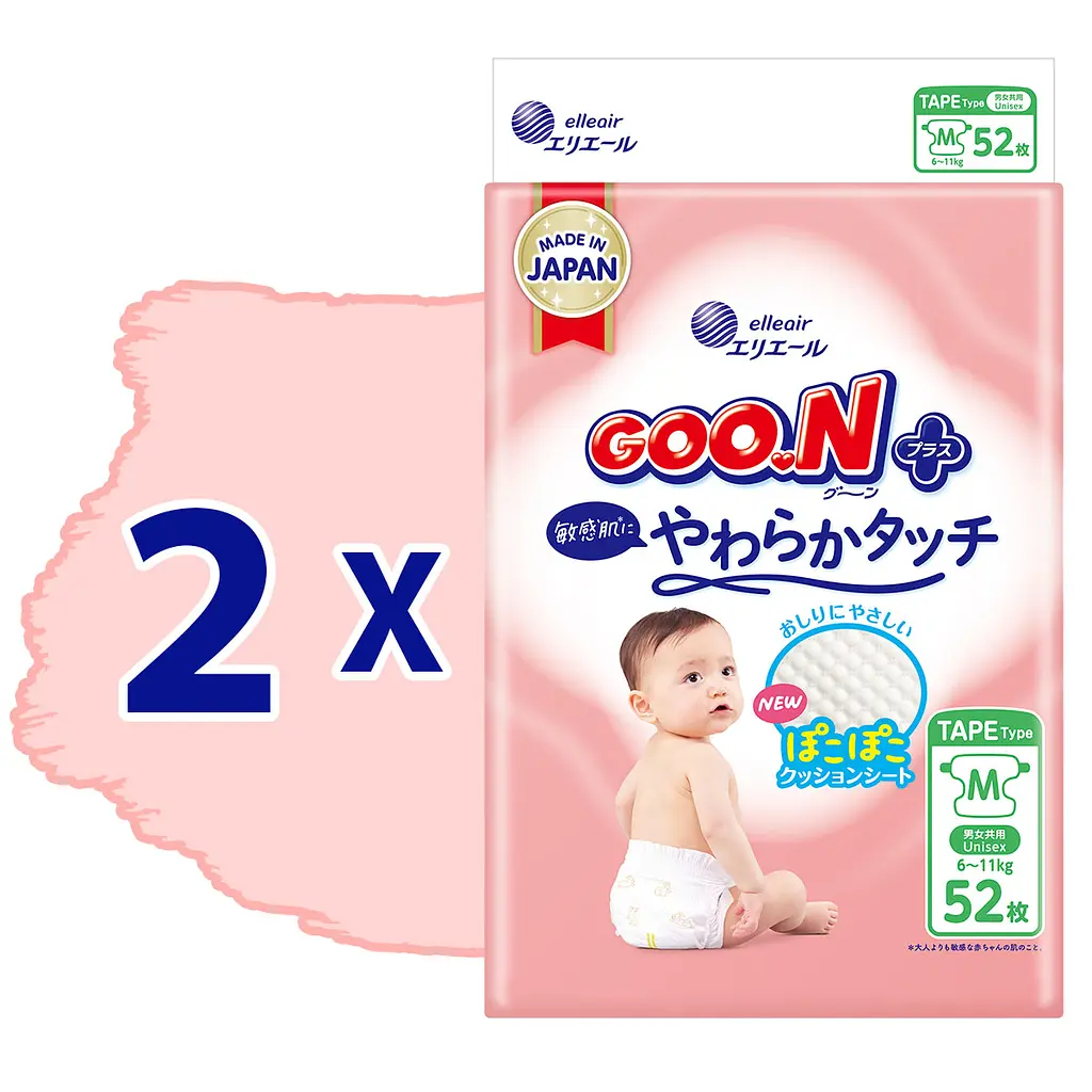Набір підгузки GOO.N Plus для дітей 6-11 кг розмір M 104 шт. - фото 2