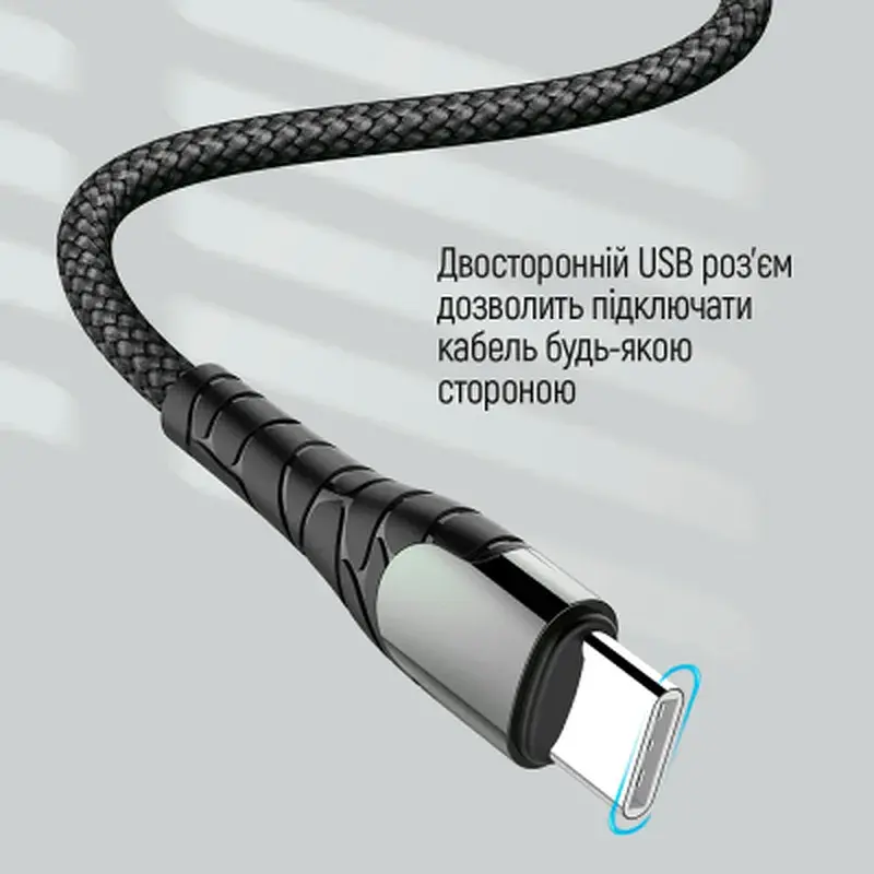 Дата кабель USB-C to USB-C 2.0m PD Fast Charging 65W 3A grey ColorWay (CW-CBPDCC039-GR) - фото 5