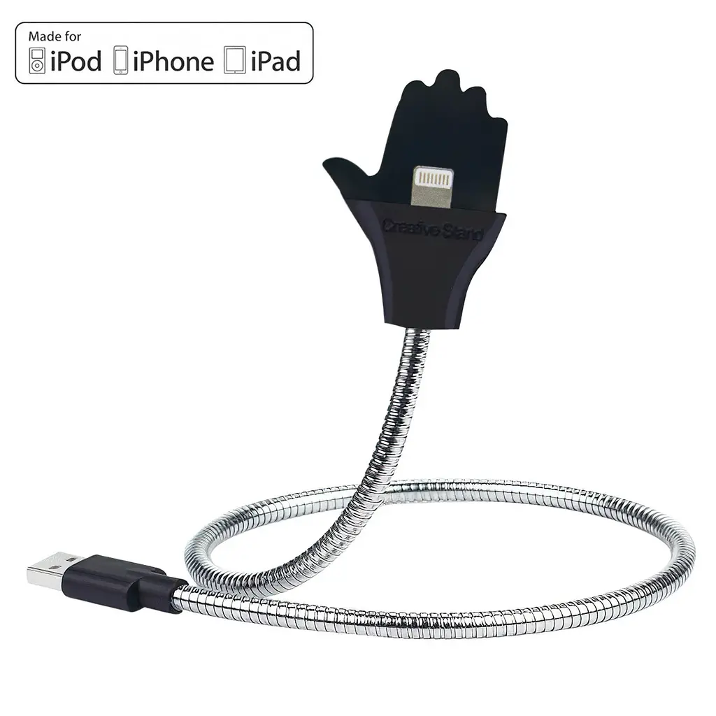 Кабель Lightning-USB Metal cable - ладонь 48см серо-черный провод лайтнинг шнур для зарядки айфона - фото 2
